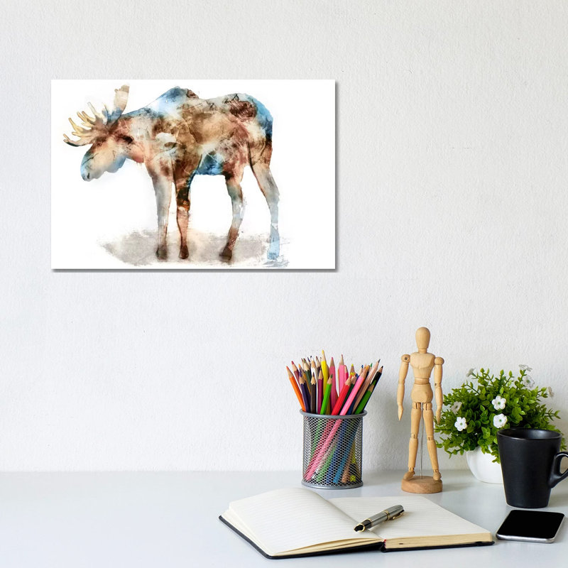 Moose by Edward Selkirk - Wrapped Canvas Painting, 20.32 cm H x 30.48 cm W