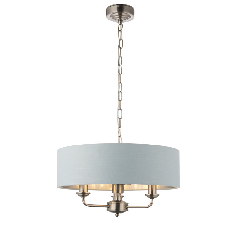 Landover 3 - Light Drum Chandelier, Brushed Chrome, Natural