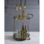 Chariot de service Brilliant Champagne, 2 compartiments ouverts pour le rangement, tablette en verre trempé transparent, base en miroir de 5 mm, cadre et poignée en métal, chariot de service à roulettes de couleur mobile, type rond,