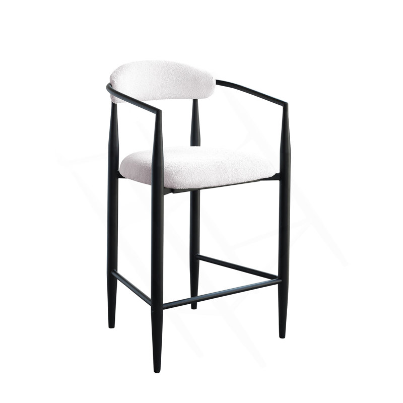 Ensemble de 2 tabourets de bar modernes avec tabourets de bar rembourrés à hauteur de tabouret avec cadre / dossier / accoudoirs en métal pour cuisine / maison / salle à manger