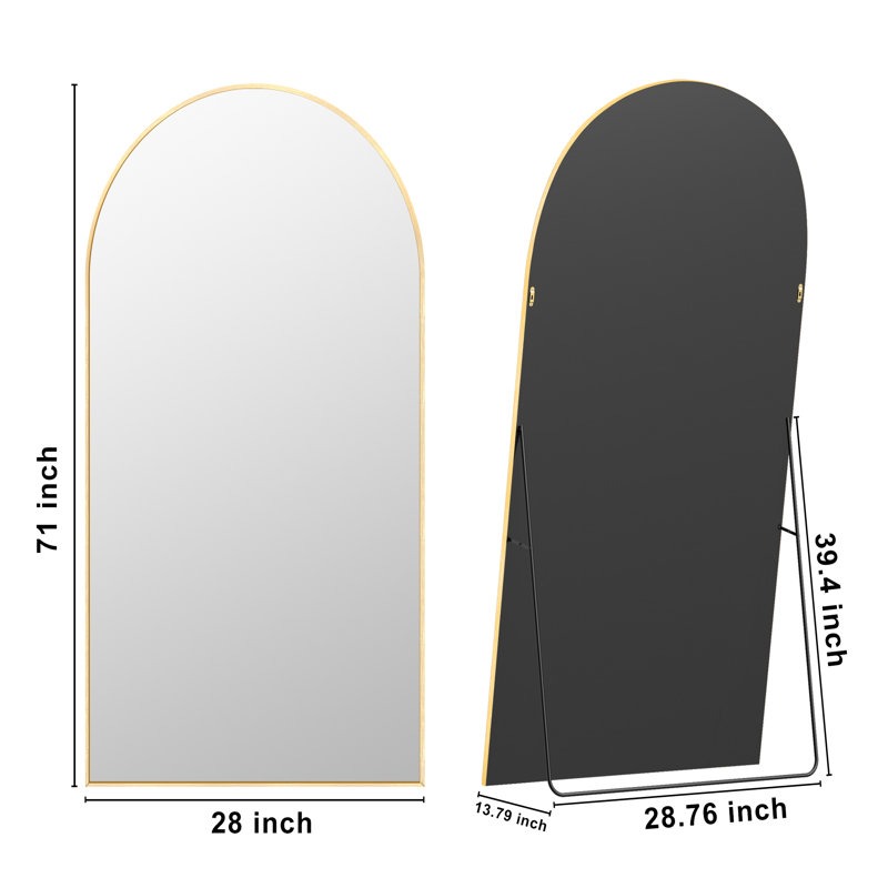 Large Arch Full Length Mirror with 3 Mounting Method, 71" x 28", Brushed Gold