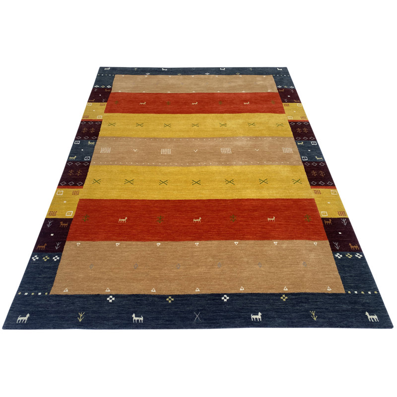 Finty Chequered Wool Hand Loomed 170cm X 240cm Area Rug