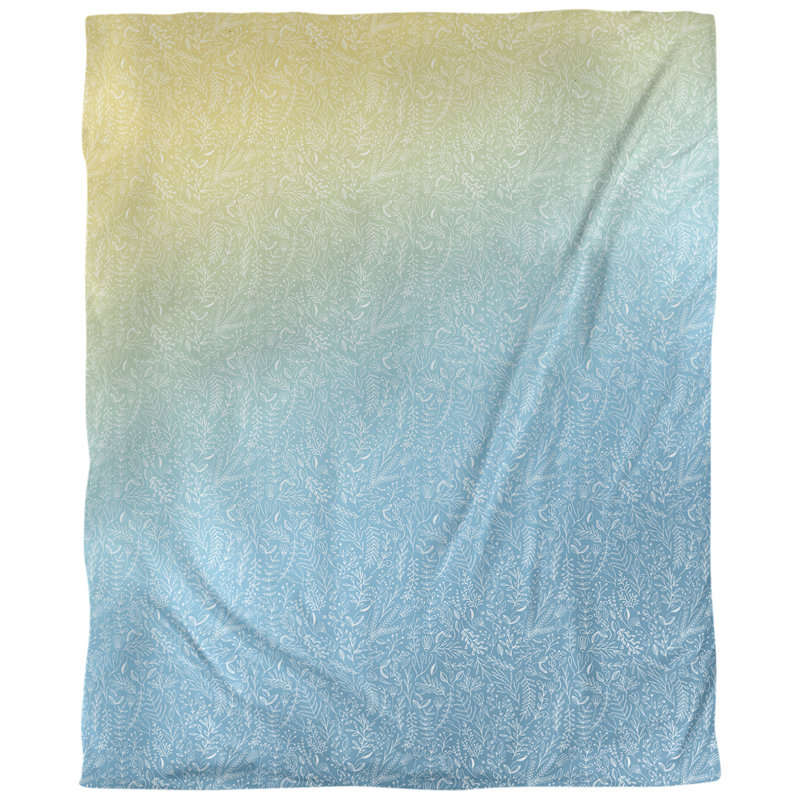 Tissu ditsy, Jaune / Bleu, L 54 po x l 36 po, Coton peigné pima