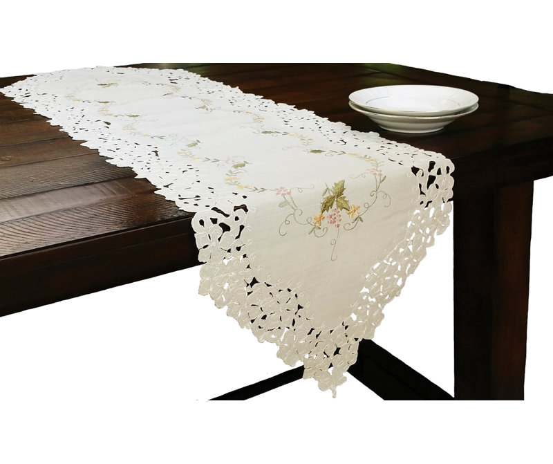 Weese Embroidered Cutwork Table Runner, 72" L x 15" W