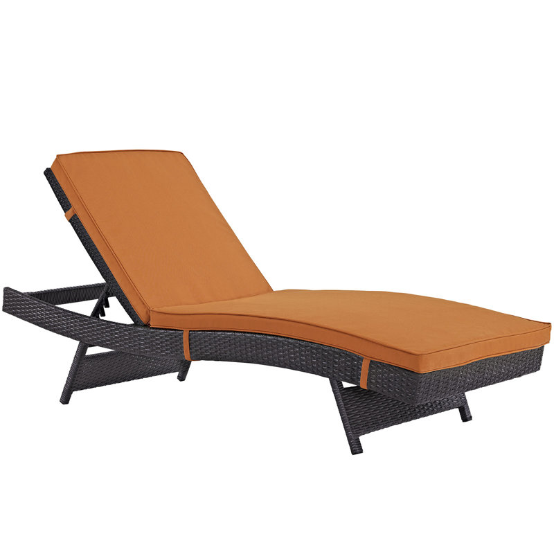 Peer Outdoor Patio Chaise, Espresso, Orange
