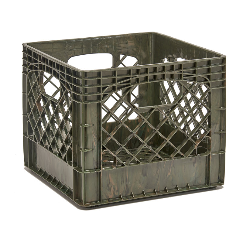 Classic Milk Plastic Crate Set, 11" H x 13" W x 13" D, Green Camo