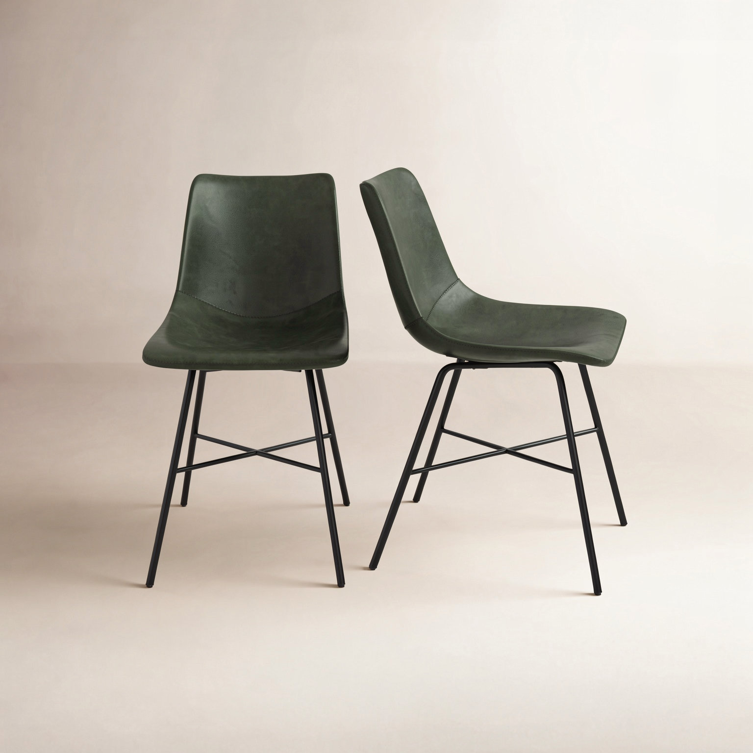 Bela Genuine Leather Dining Chair, Ivy Green Performance Faux Leather