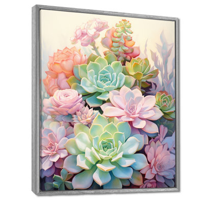 Daerion Green Pink Succulents Succulent Serenade - Succulent Wall Art