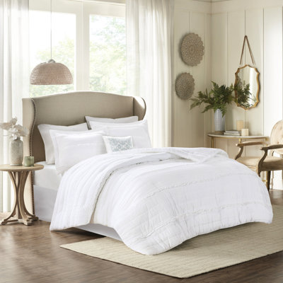 Édredon 5 pièces pour très grand lit - chic minable, microfibre, volants et courtepointe, rembourrage, literie lavable à la machine chic, très grand, volant,