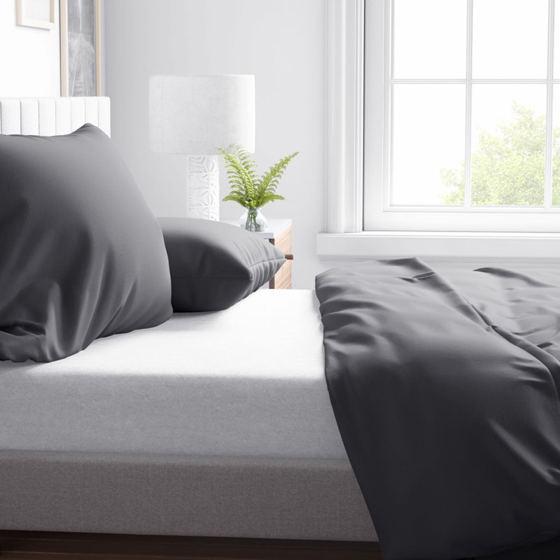 Elio Bed Linen, 200 x 200cm Duvet Cover + 2 Pillowcases (80 x 80cm, Grey
