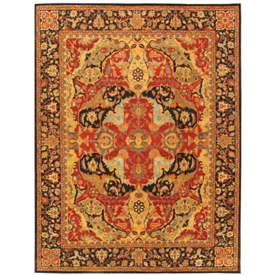 Tapis noir / rouge / jaune en laine noué à la main Ferahan Southwestern