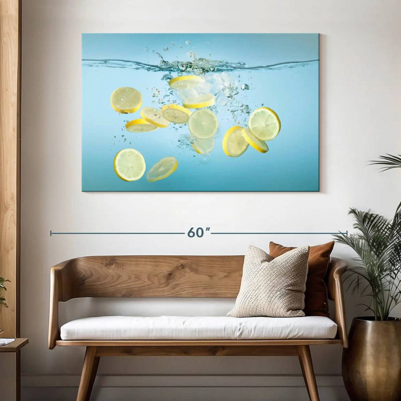 Yarlin tranches de citron dans l'eau, H 32 po x l 48 po