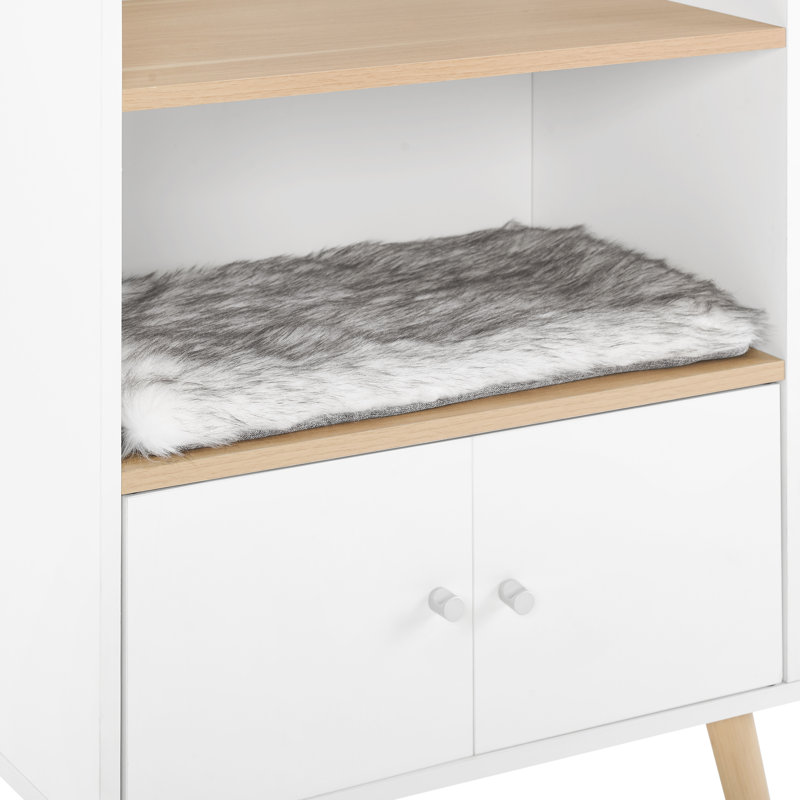 Becky 39" White Single Rest Cat Tree Bookshelf With Drawer
