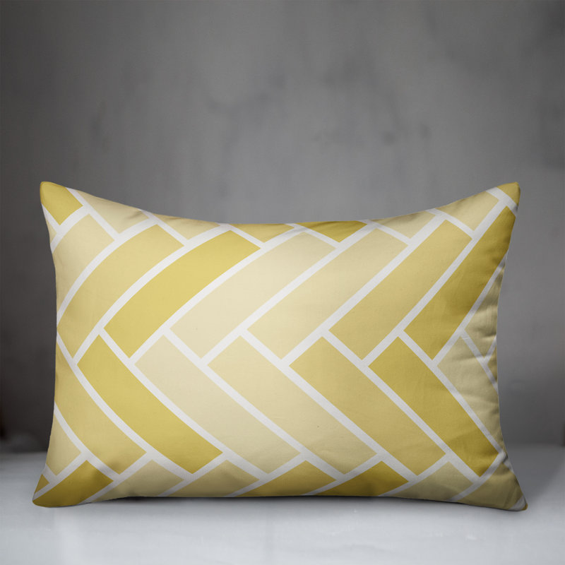 Outdoor Reversible Throw Pillow, Yellow, Geometric 1