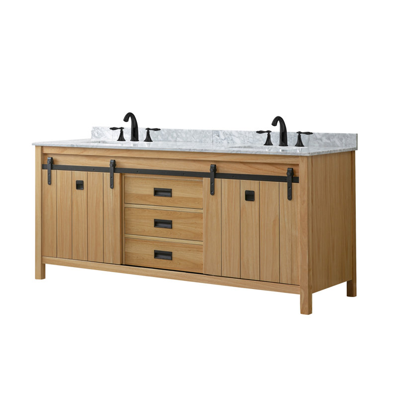 72'' Double Bathroom Vanity with Marble Top