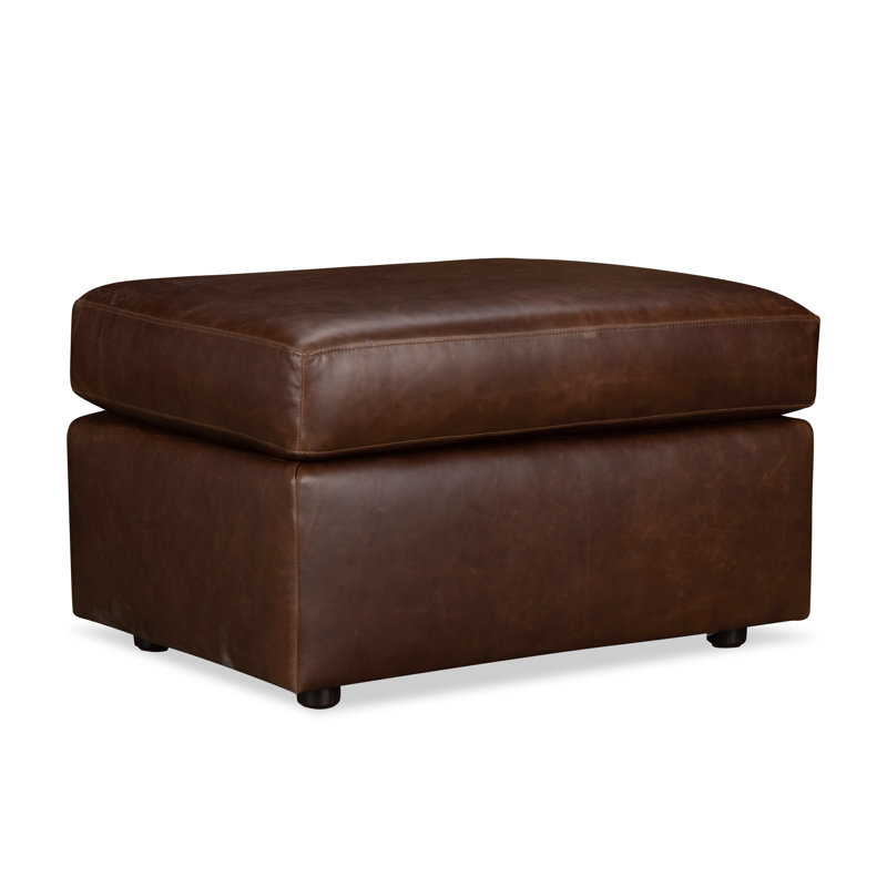 Savannah Leather Ottoman, Bistro Rustic Genuine Leather
