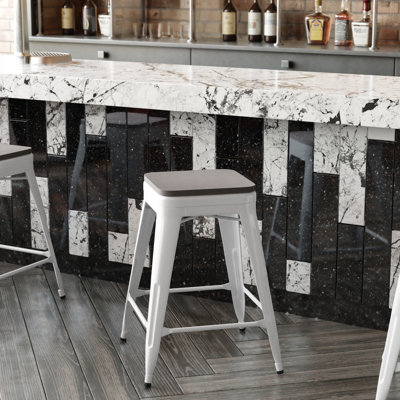Briahnna Indoor/Outdoor Backless Counter Stool with Poly Resin Seat