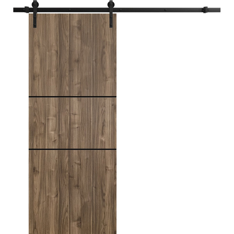 Porte de grange en bois massif massif, Noyer, 18 po x 84 po