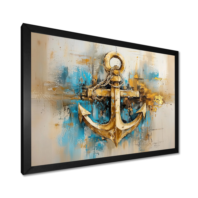 «Anchor In The Moonlight I», reproduction sur toile côtière, Picture Framed Print, Noir, H 12 po x l 20 po