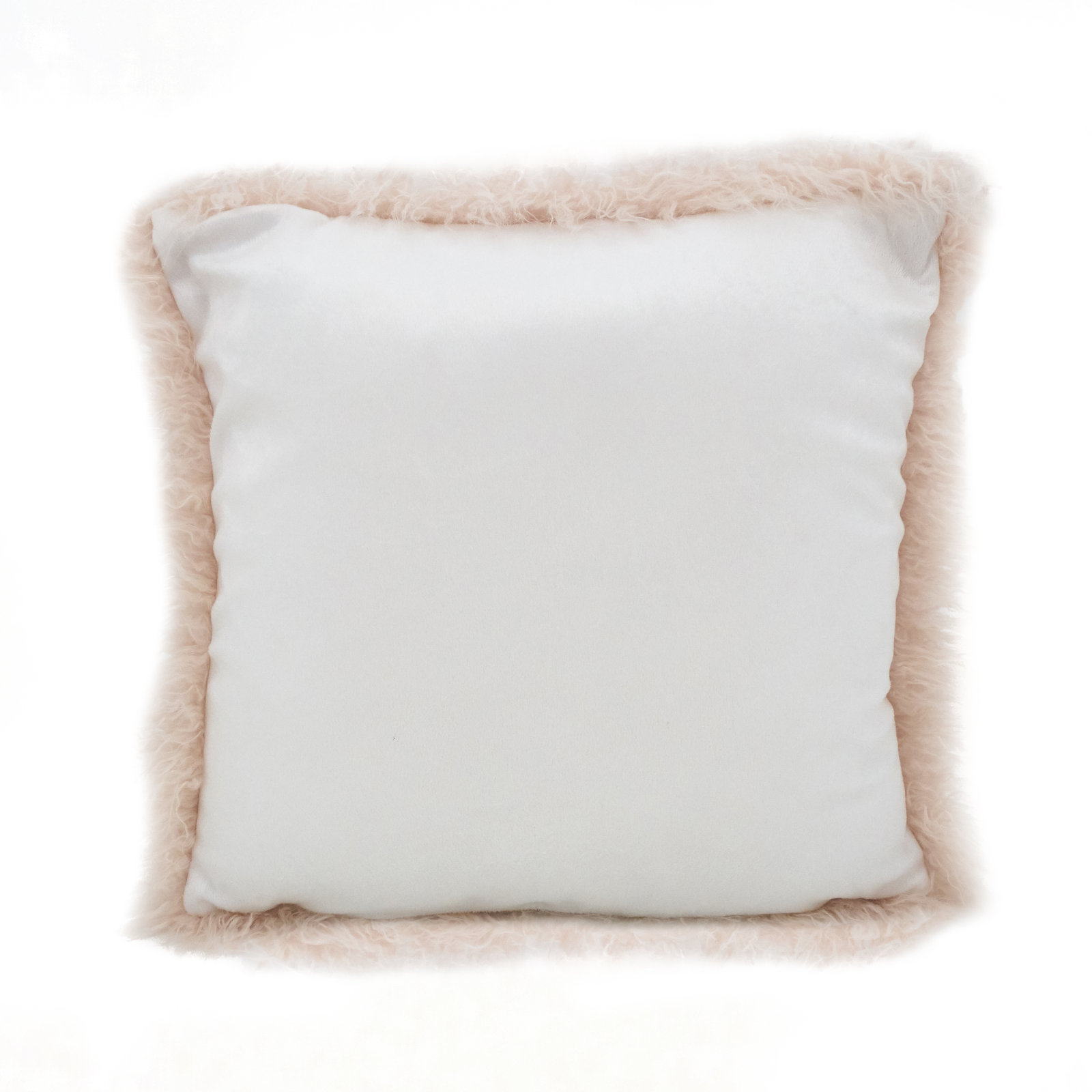 Faux Mongolian Collection Throw Pillow, Rose, 18"H x 18"W