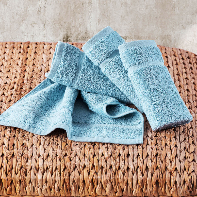 12-Pack Turkish Cotton Washcloth Set, 13x13 Inch 600 GSM Face Towels, Light Blue