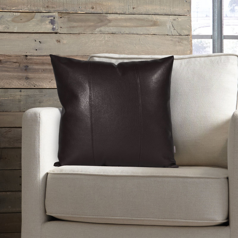 Decorative Faux leather Throw Pillow, 20" x 20", Black