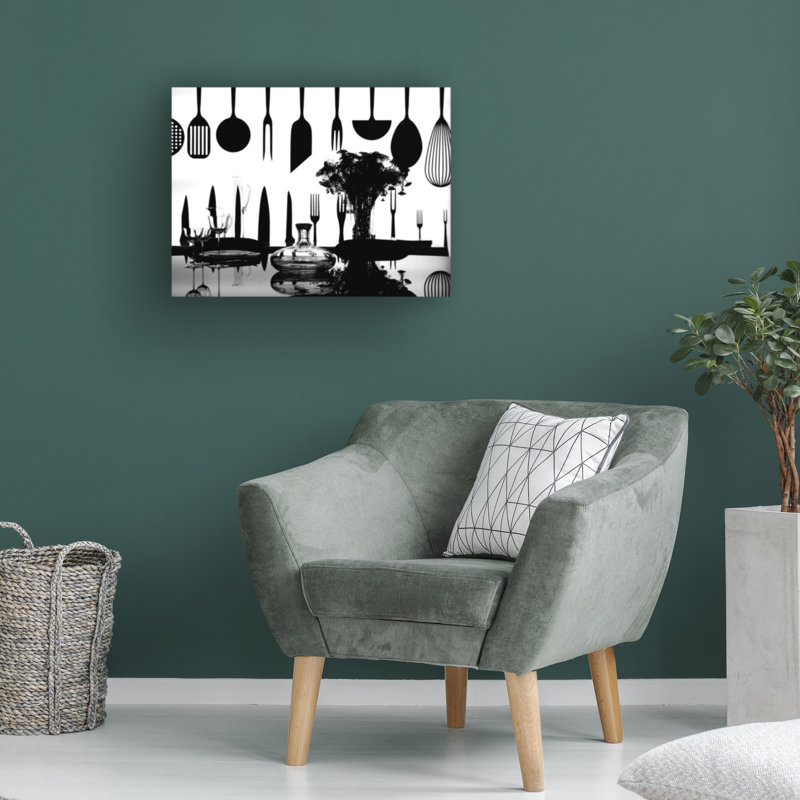 " Wrapped Canvas Wall Art - Ivan Lesica 'Dining Room Table' Wall Art For Living Room, Bedroom, Or Office Décor - 19x14 " by Ivan Lesica