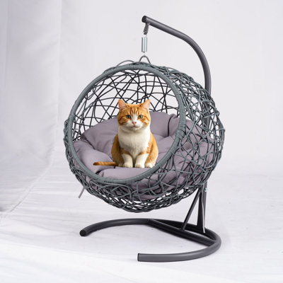 Cat Hammock Swing Bed For Indoor/Outdoor Use,  Cat Egg Chair With Stands And Removable Cushions For Cats, Small Dogs