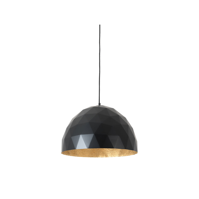 Sandown 1 - Light Dome Pendant, Black, Black/Gold, 90cm H x 35cm W x 35cm D