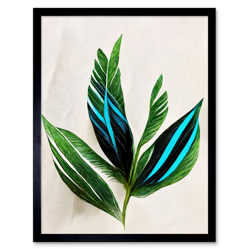 Tropical Feathery Leaves Simple Botanical - Single Picture Frame Print