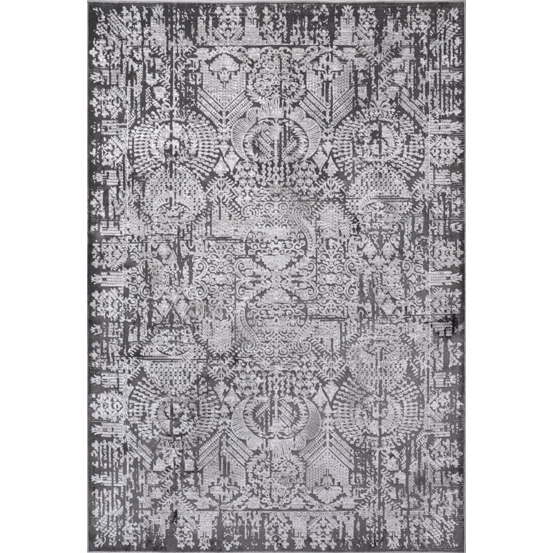 Tapis abstrait en polypropylène tissé à la machine Handel, Rectangle 7 pi 11 po x 10 pi 6 po
