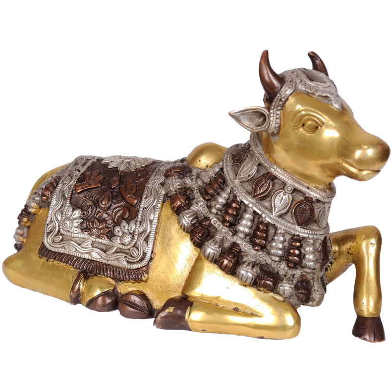 Figurine en laiton Nandi, le véhicule du dieu Shiva