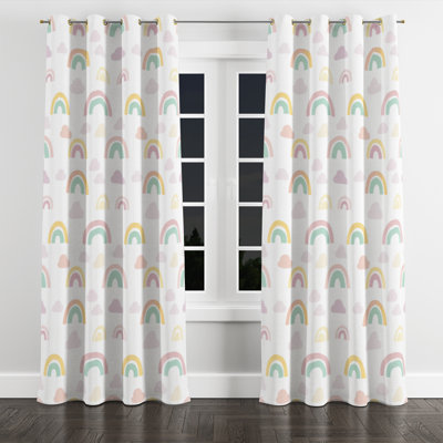 Kids Colorful Curtain panels - Nursery Little Rainbows Grommet Curtain - 1 Panel