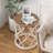 Farmhouse Tray Top Round End Table With Curved Motif Frame Base, White