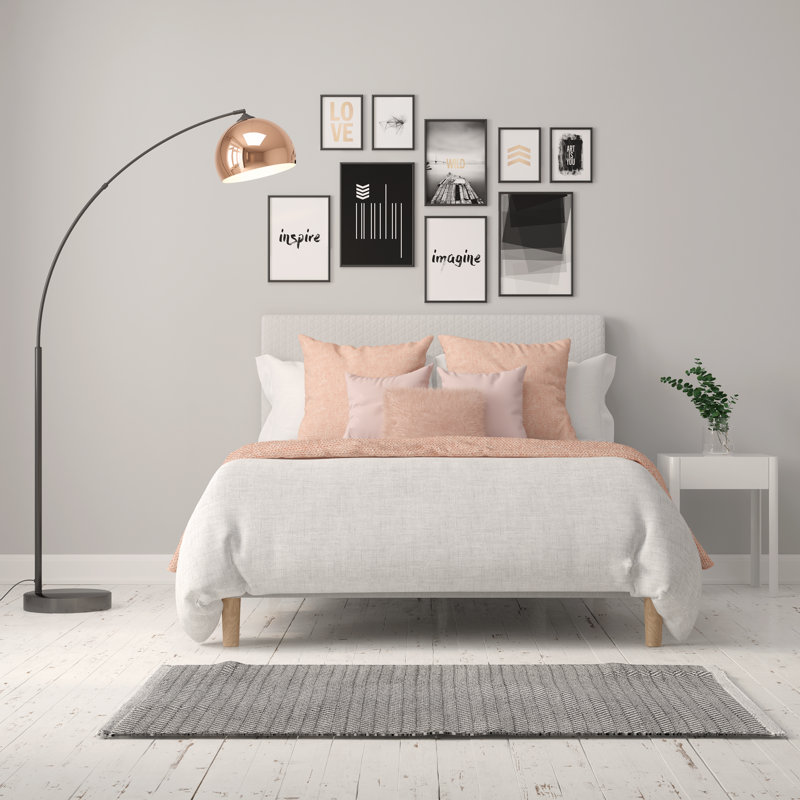 Inlight 66" Modern Arc Floor Lamp，Black Marble Base，Bulb Not Included, Rose Gold