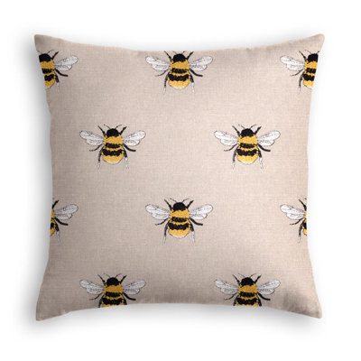 Bee Print Cotton Throw Square Pillow Cover