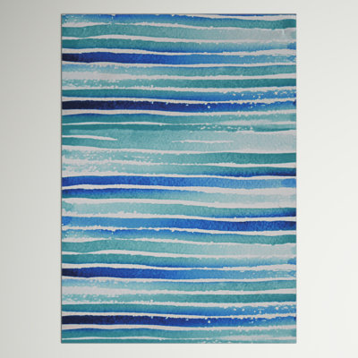 Madelyn Washable Ivory and Blue Machine Woven Area Rug