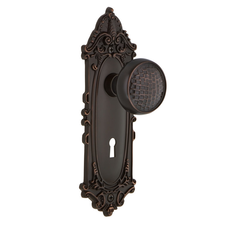 Bouton de porte pour mortaise intérieur artisan avec plaque longue Victorian, Bronze intemporel