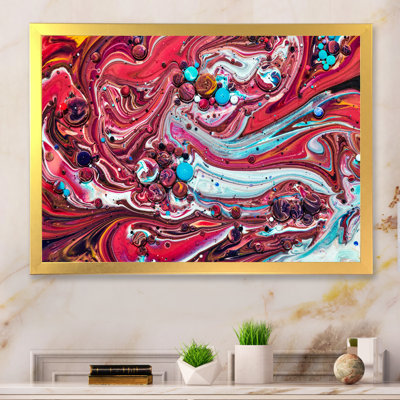 Art acrylique sur toile rouge et turquoise - Art mural moderne et contemporain sur toile