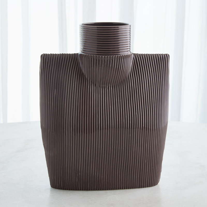 Ribbed Collar Vase-Plum-Sm, 15.25" H x 12.25" W x 5.25 D