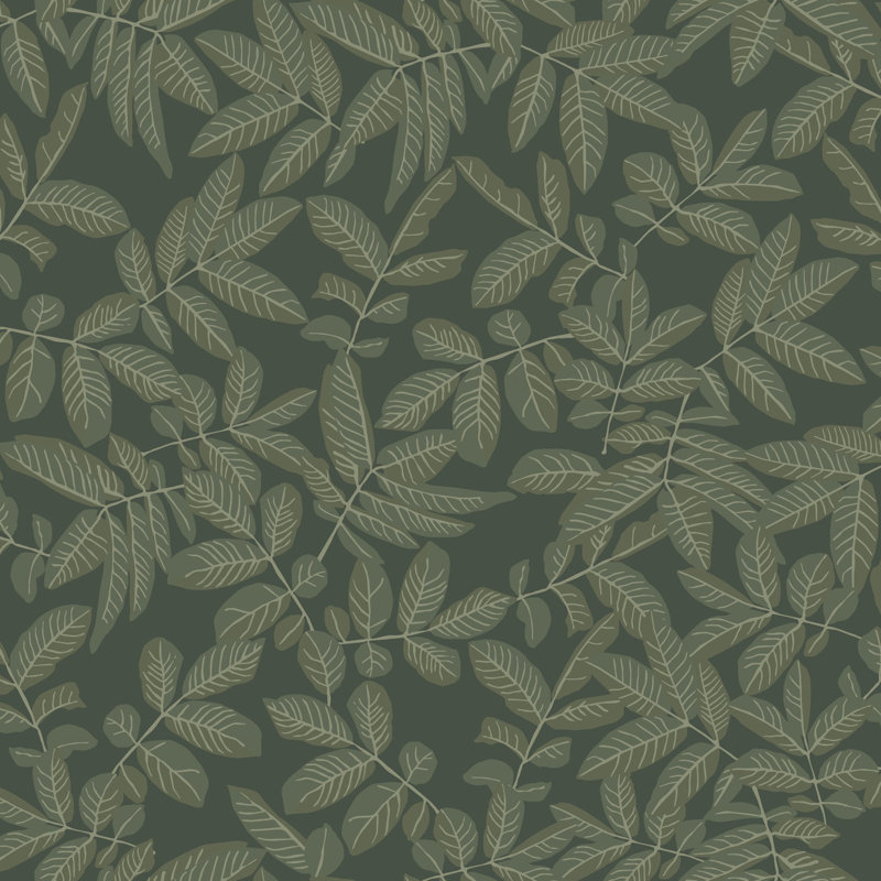 Ester Lovskog Tree Leaf Wallpaper, Dark Green