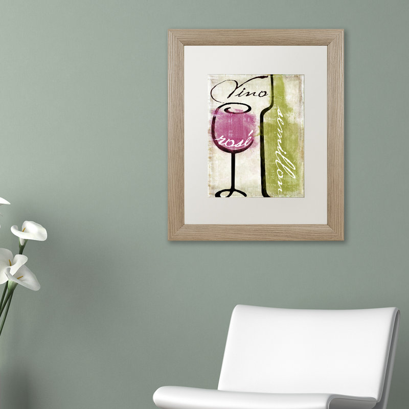 Vertical Framed Canvas Art with Wine Glass and Bottle
