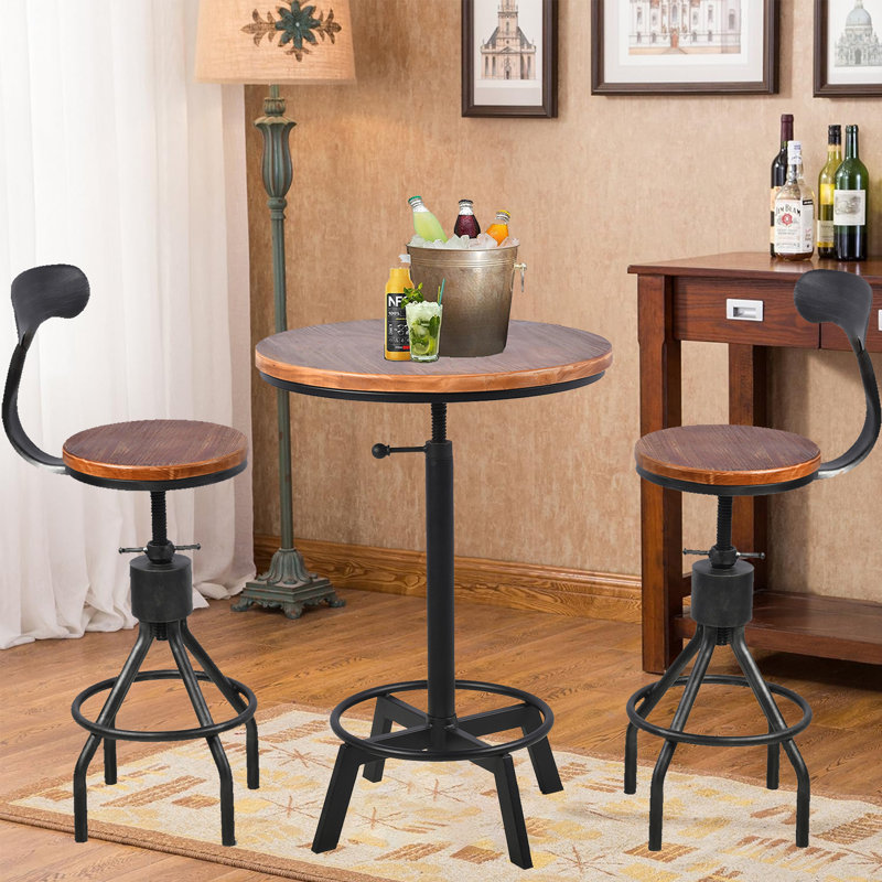 Teter 2 - Person Pine Solid Wood Top Pedestal Dining Set