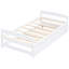 White Twin Size Platform Bed With Movable Trundle - Wood Structure Trundle, Strong Bedroom