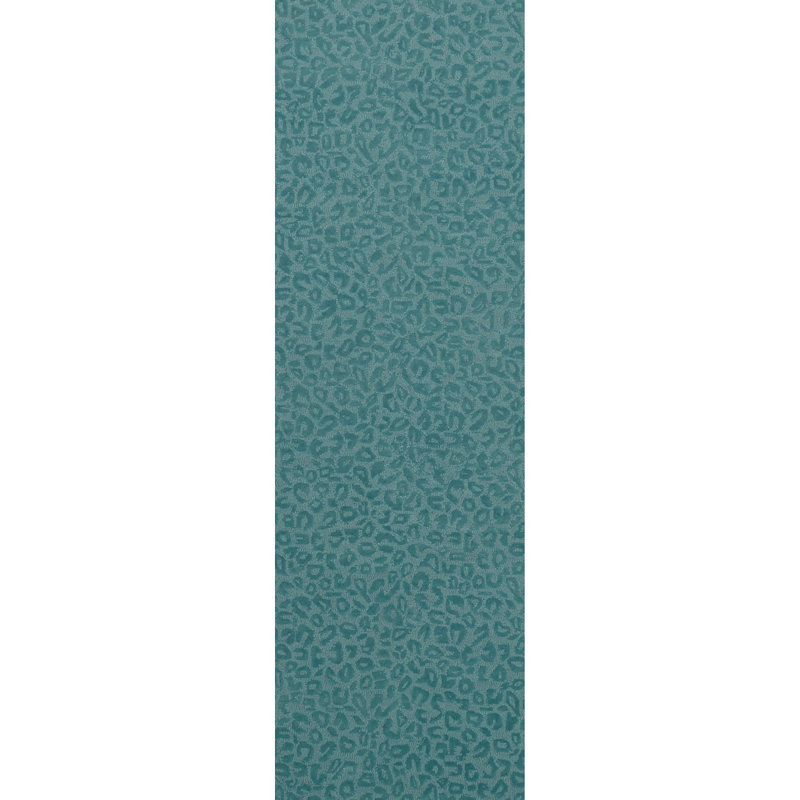 Leopardess Dusty Turquoise Hand-Tufted Responsible Wool Rug, Runner 2'6" x 8'