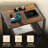  24.2" 2 - Drawer Nightstand Cosmic Nebula Purple Blue Starry Clouds Deep Space Side Table with Charging Station Iron Frame Bedside Table