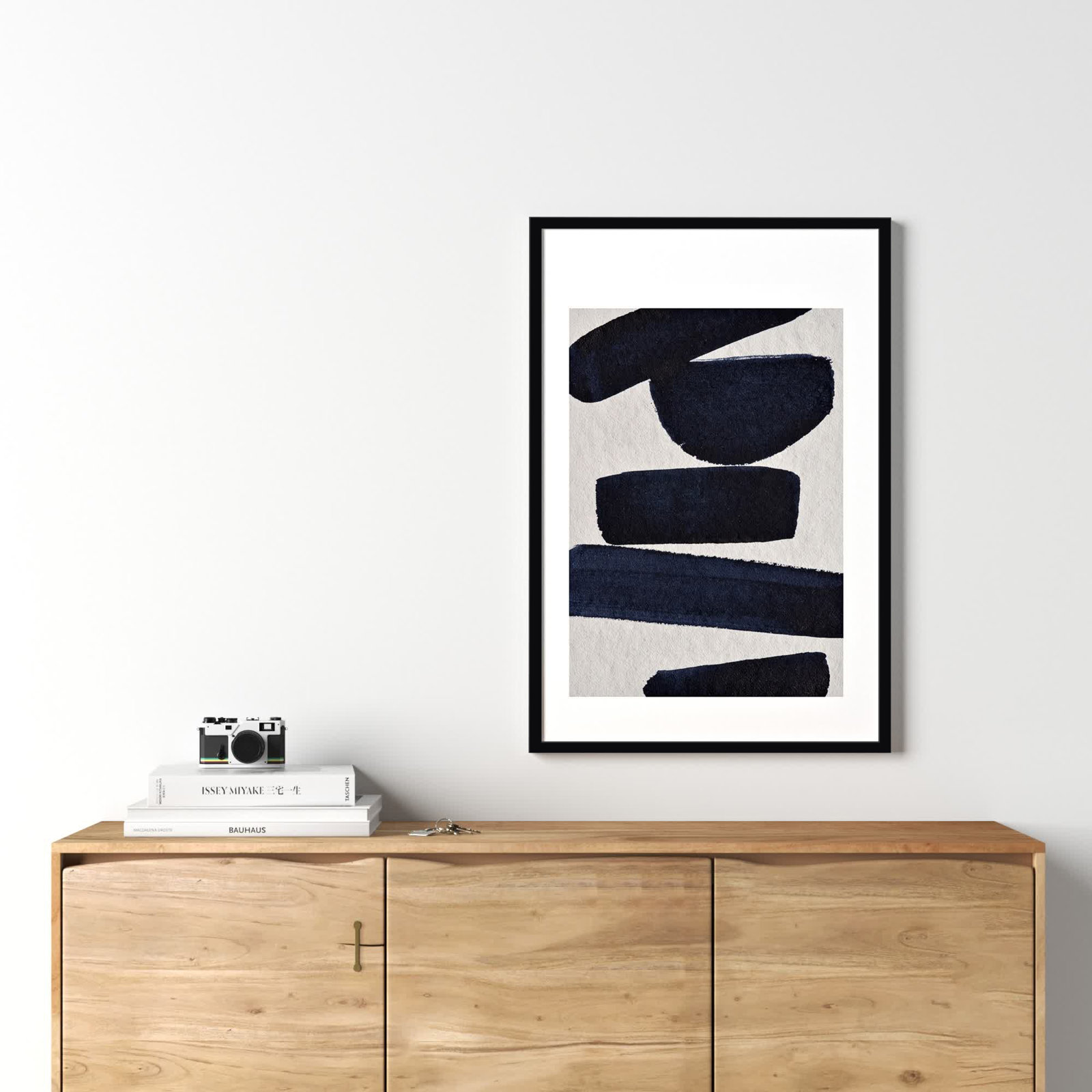 Japandi 5 by Simon West, Black, 34.6" H x 23.4" W x 0.88" D