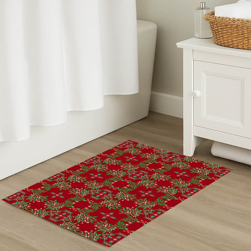 Tapis de bain Winter Mistletoe, Rouge, Simple - L 34 po x l 21 po