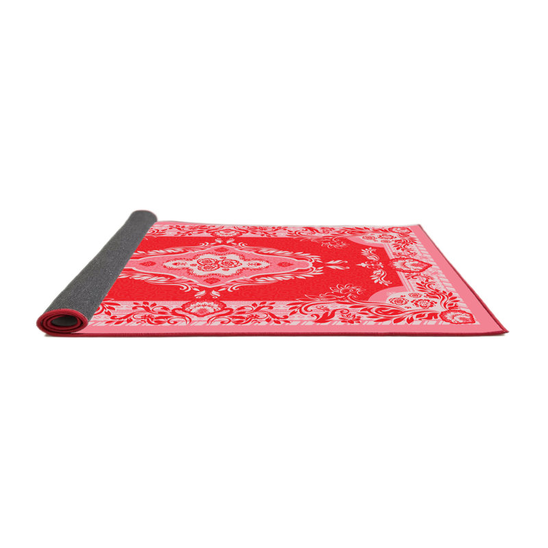 Tapis oriental en polyester tissé à la machine en rouge, Rectangle 2 pi x 3 pi