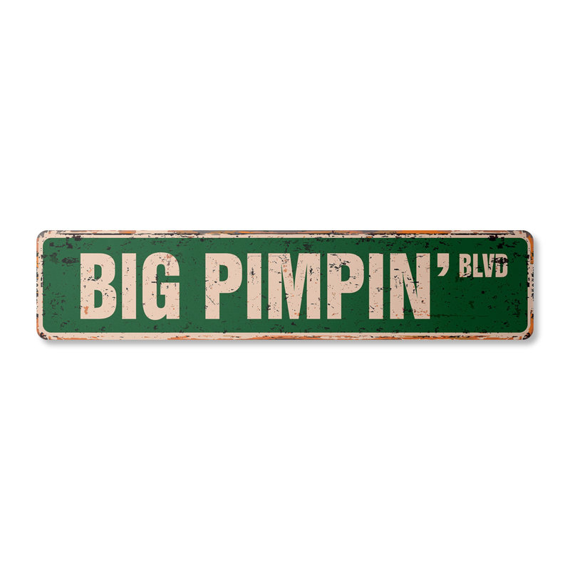 Plaque de rue Big Pimpin en plastique robuste 4 po x 18 po